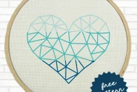 Pixelated Gradient Heart Cross Stitch Pattern
