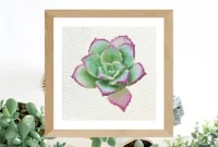 Fresh Pink and Green Succulent Cross Stitch Pattern