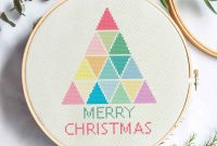 Festive Rainbow Christmas Tree Cross Stitch Design