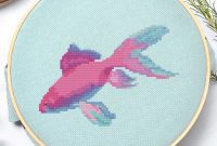 Shimmering Pink Goldfish Cross Stitch Pattern