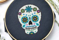 Vibrant Sugar Skull Cross Stitch Design
