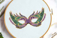 Vibrant Mardi Gras Mask Stitch Pattern