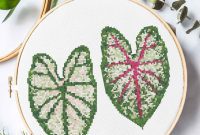 Caladium Leaf Cross Stitch Pattern Two Designs