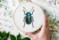 Whimsical June Bug Cross Stitch Design