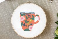 Flower Mug Cross Stitch Pattern