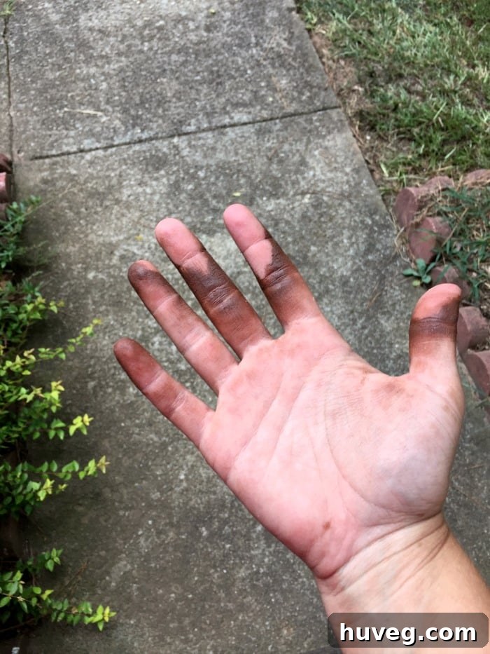 Stained hands after using wipe-on sealer