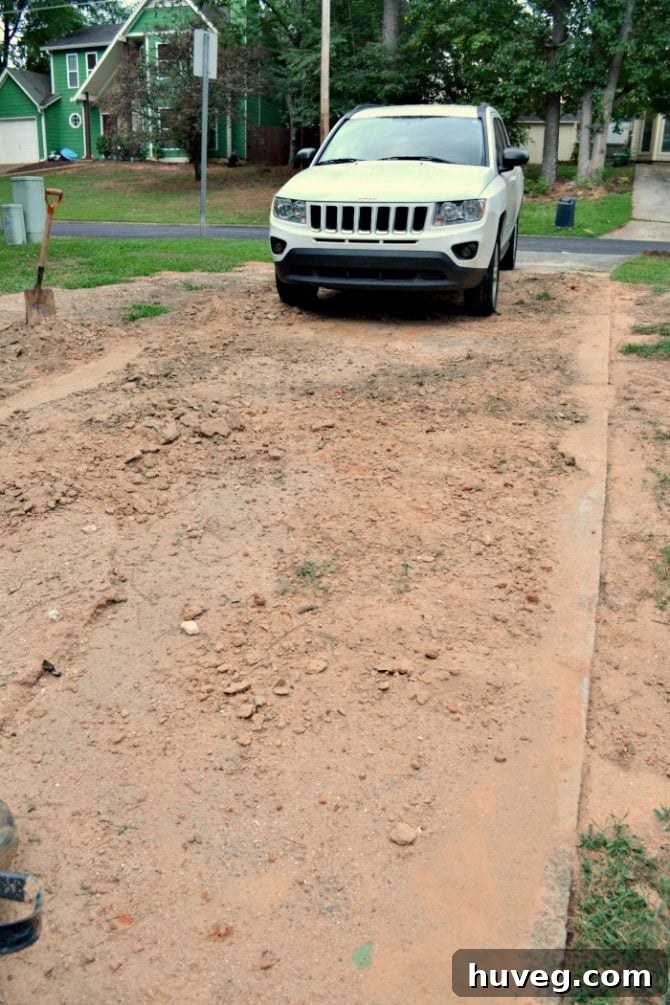 driveway filled with dirt