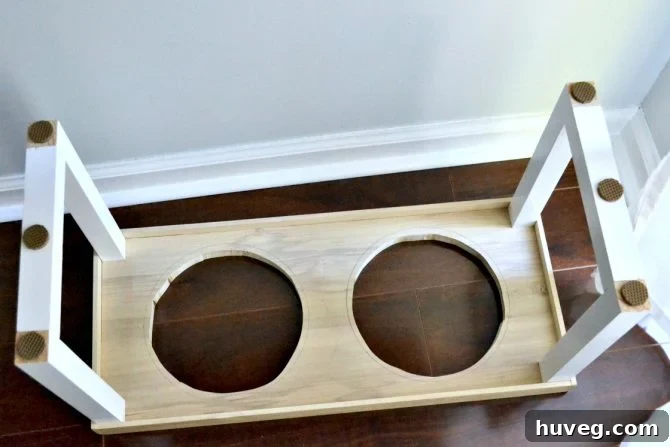 For this DIY no slip dog feeder, six Scotch Gripping Pads seemed like the right amount. 