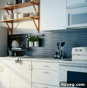 Kitchen with Long Backsplash Tiles