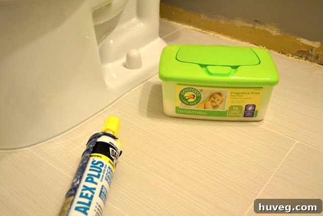 baby wipes caulk clean