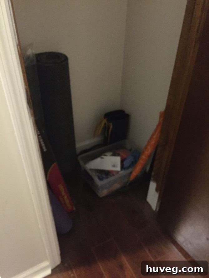Fuzzy Image of Entryway Closet Floor Before Makeover