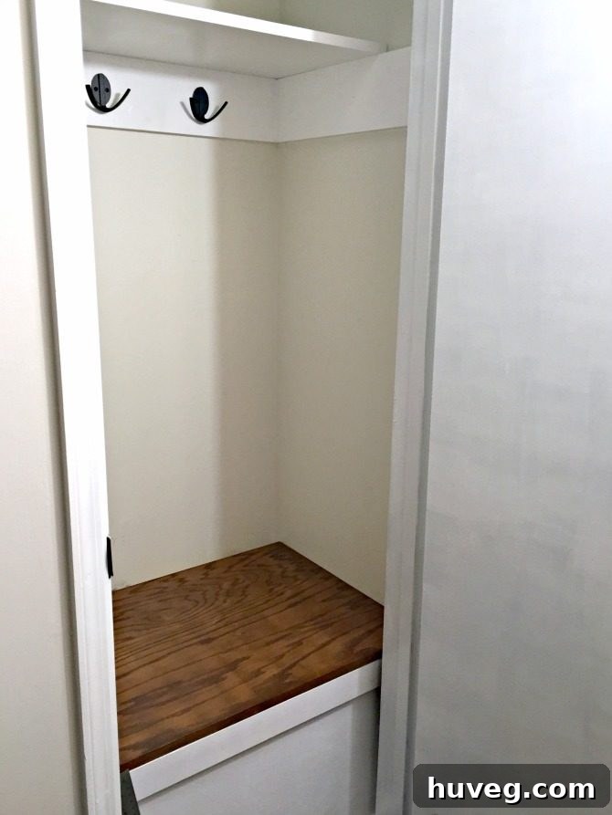Installing the Storage Lid with Hinges in the Entryway Closet