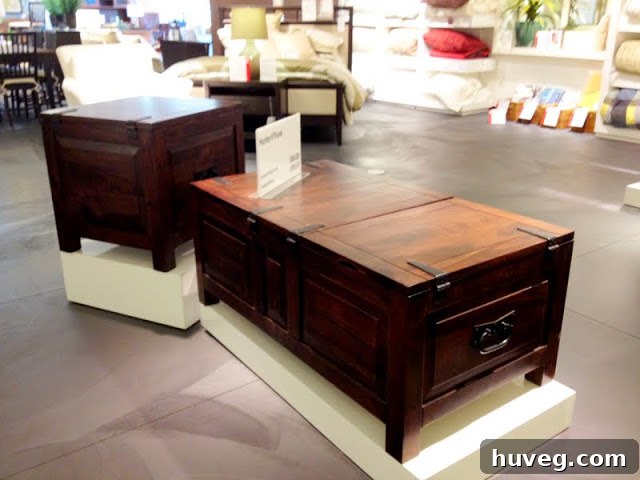 Stylish Hunter II Trunk tables on display at Crate & Barrel