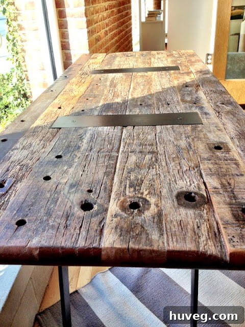 Impressive Phoenix Work Table made from reclaimed telephone poles