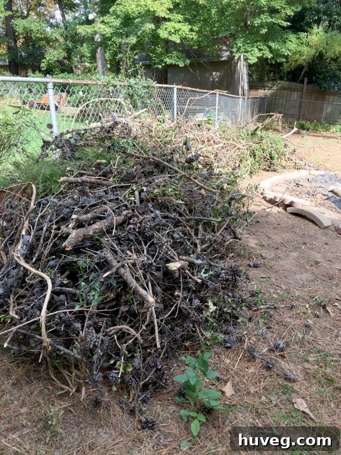 Large burn pile for backyard bonfires