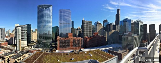 Expansive Chicago skyline view from a high vantage point