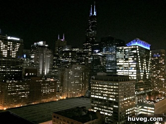 Chicago skyline displaying a 'W' symbol