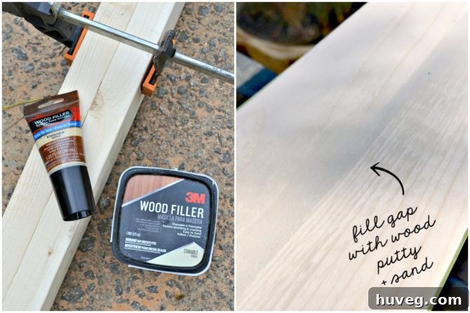 fill-gap-with-wood-putty-and-sand