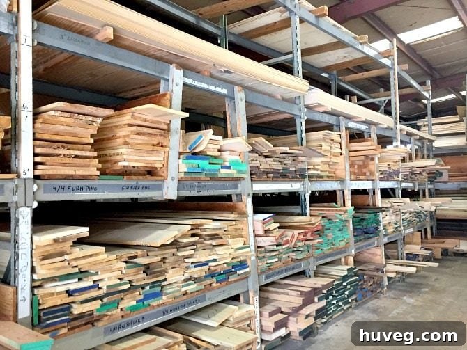 Racks of Hardwood Lumber at a Specialty Supply Store