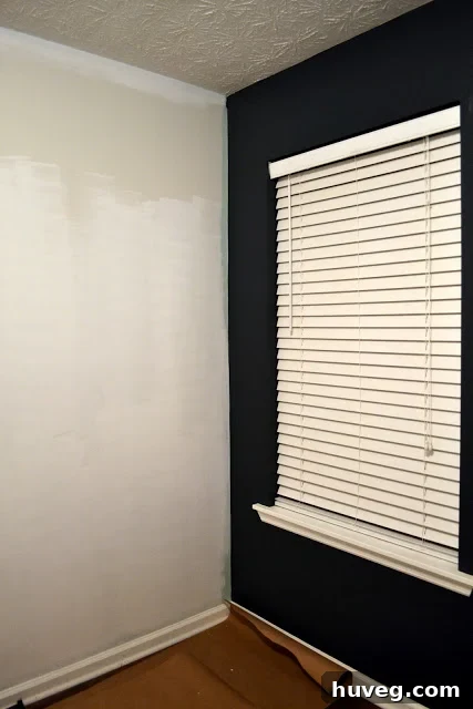 The study room walls with the 'Ultra Pure White' paint, which appears too stark.