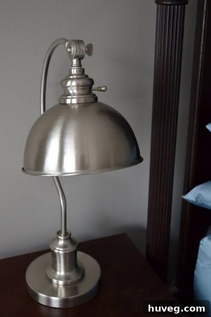 Close-up of the elegant lamp base