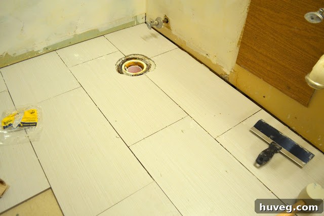 Staggered brick pattern for large format tiles to reduce lippage