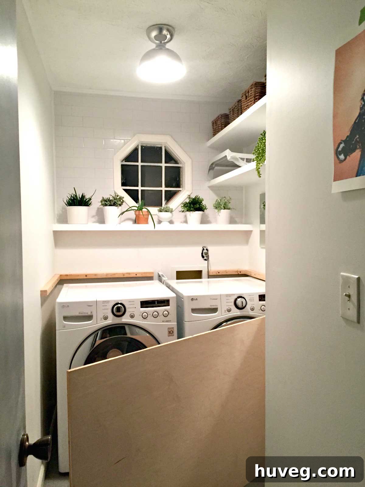 laundry room makeover diy plywood countertop installation