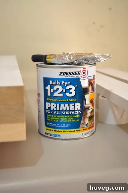 Priming a piece of furniture