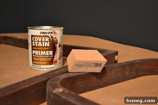 Sanding and priming furniture