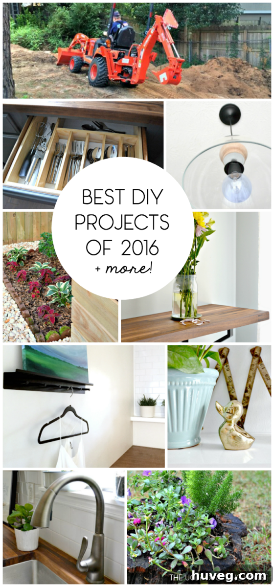 A collage of the best DIY home improvement projects completed in 2016, showcasing the year's remarkable transformations.