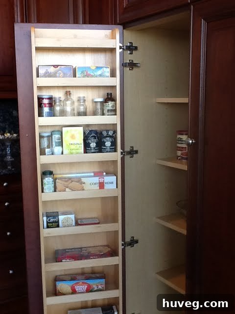 Built in storage on the pantry door