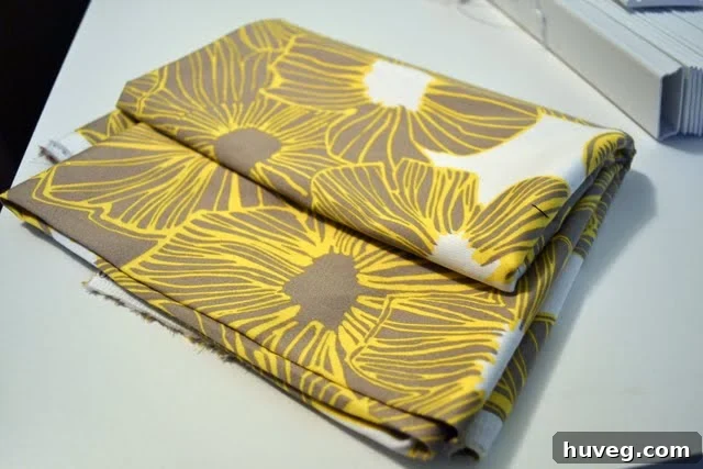 Close-up of spring-themed floral fabric for DIY pillow project
