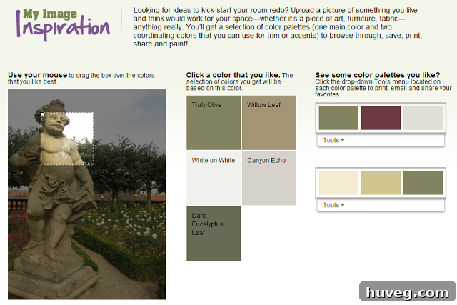 Color palette derived from stone cherub photo
