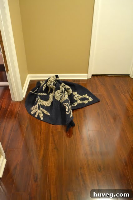 Bunchedup rug after puppy ran over it