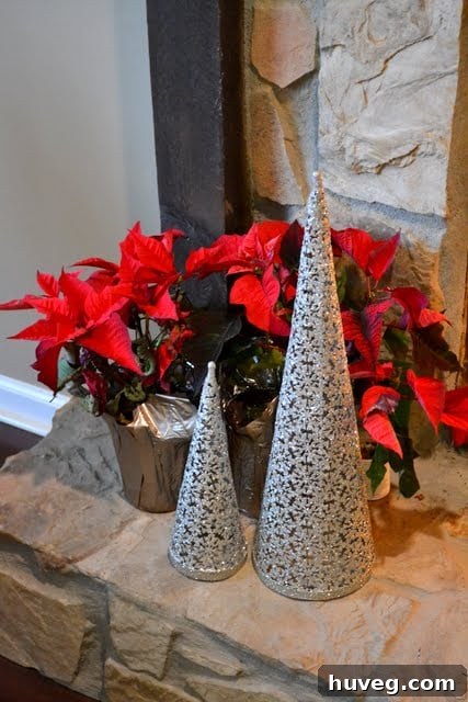 Detail of Christmas Mantel Decorations and Ornaments