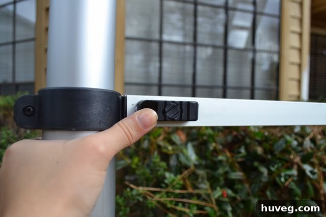 Close-up of Extend-A-Step ladder buttons for collapsing