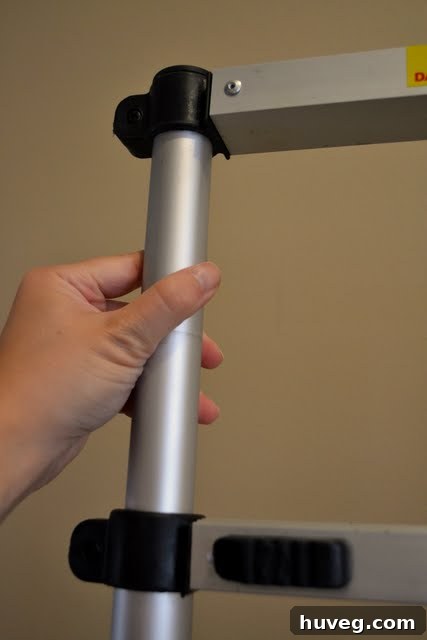 Close-up of Extend-A-Step ladder rung extending