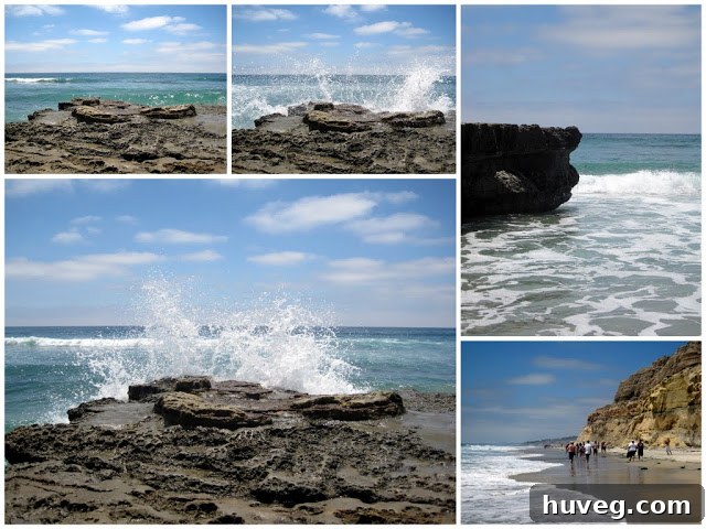 Expansive panoramic view of the Pacific Ocean from the sandy shores of Torrey Pines State Beach, San Diego
