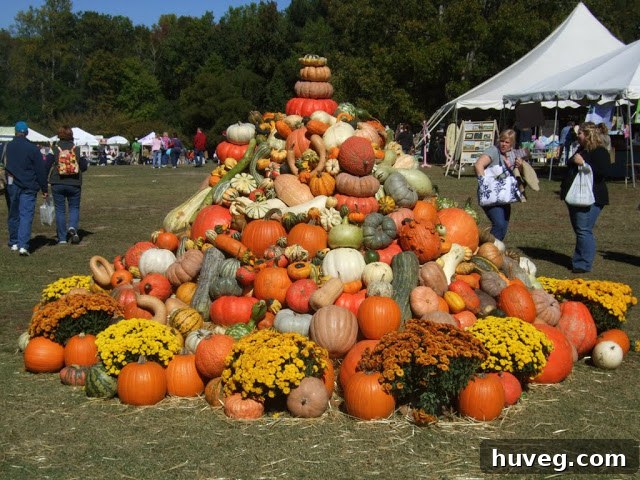 A bustling booth filled with an enchanting collection of autumnal and Halloween-themed rustic decor items, capturing the festive spirit of the fair.