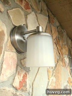 Refreshed exterior light fixture with a new, matching paint finish, complementing the door knocker