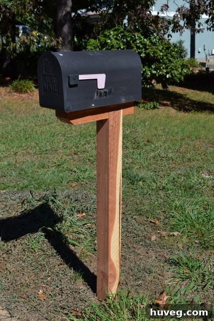 Newly installed mailbox post