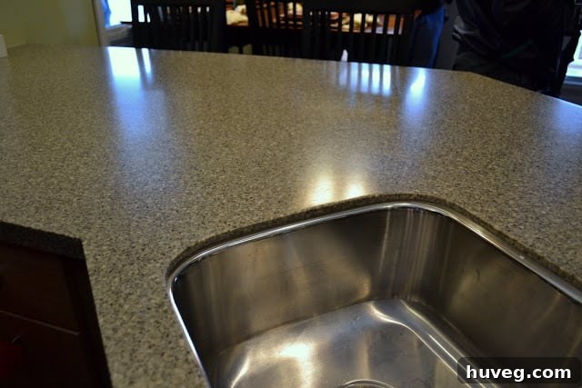 Stylish and durable Corian countertops in the Purdue house kitchen
