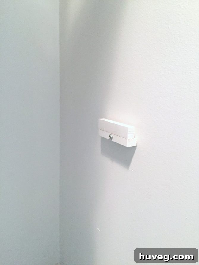 Close-up of the DIY hook area for the lint trash can.