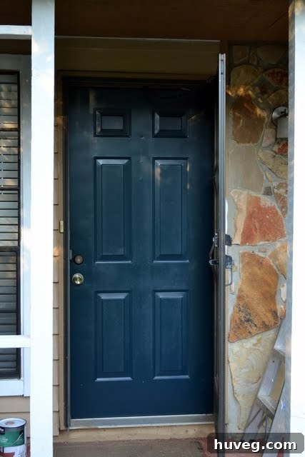 New dark navy front door color