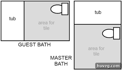 Diagram showing the proposed tile layout for the bathroom floor