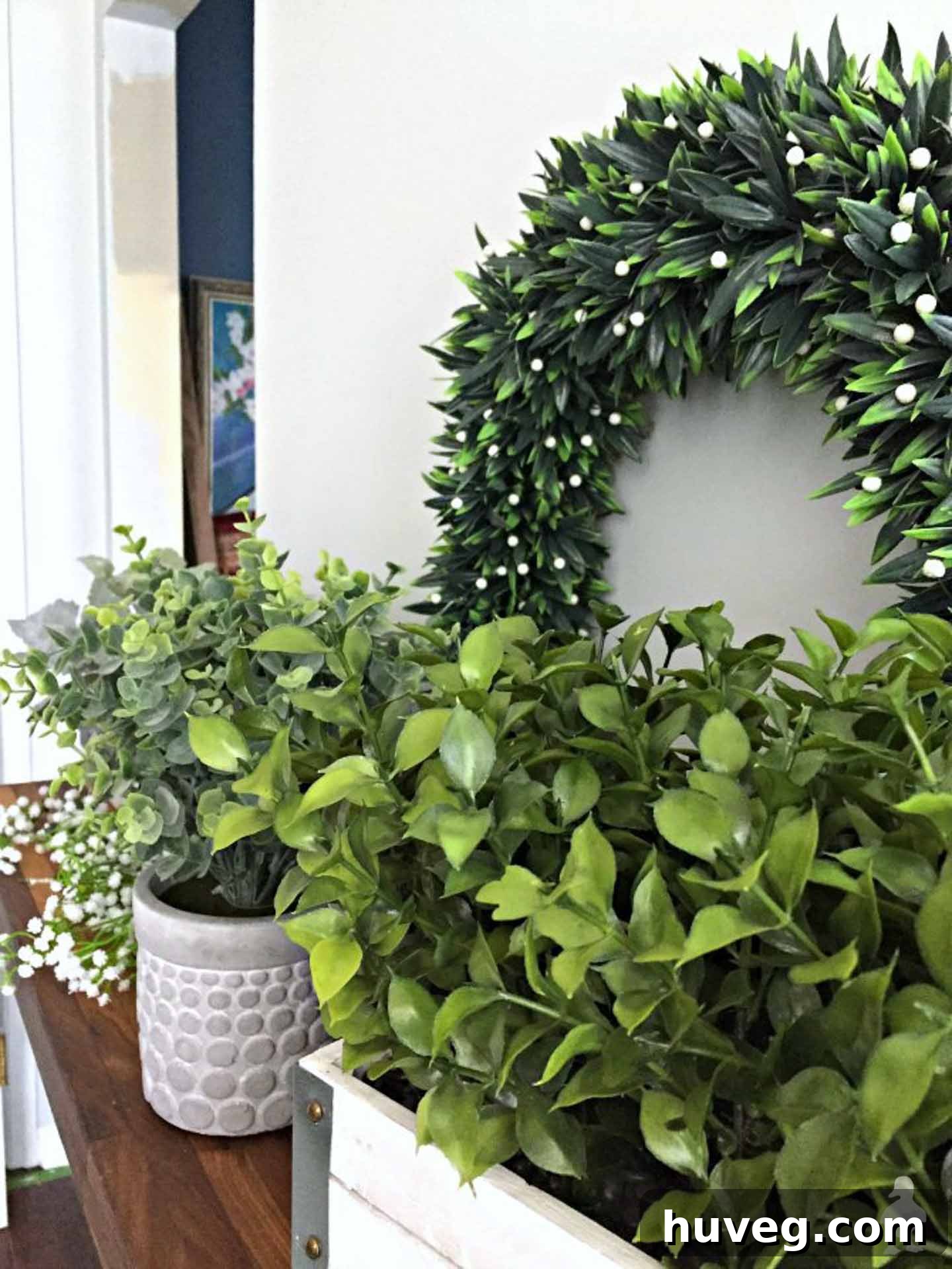 realistic-faux-plants along bar area