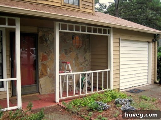Freshly painted front stoop, looking clean and revitalized.