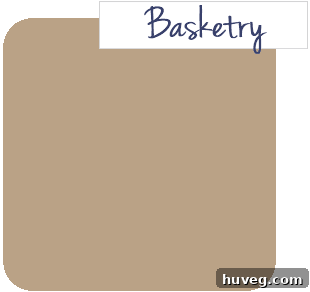 Behr Basketry paint swatch, a warm, inviting, and rich gingerbread-inspired hue for home exterior.