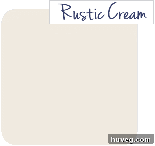 Behr Rustic Cream paint swatch, a soft and elegant creamy white perfect for exterior trim.