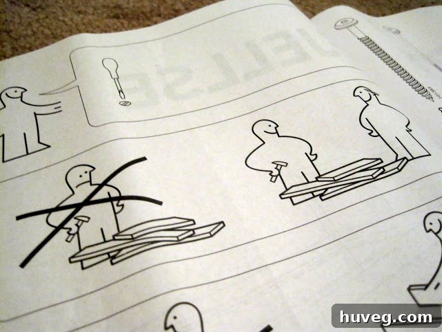 IKEA assembly instruction showing one person looking frustrated next to a happy couple, implying two-person assembly